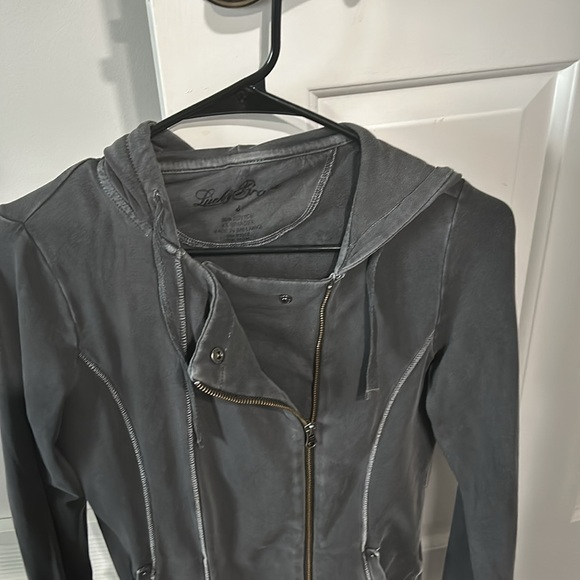 Lucky Brand Gray Hooded Sweatshirt Jacket- Size S- Great Condition - Picture 5 of 11